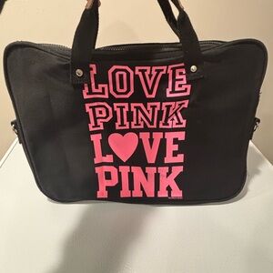 PINK Victoria Secret Black Laptop bag with Pink Logo, Preowned